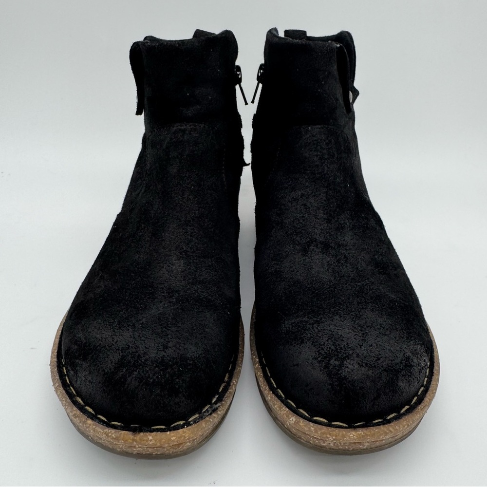 Born Vaughn Black Distressed Suede Leather Ankle Wedge Boot Size 9.5 - Picture 3 of 14
